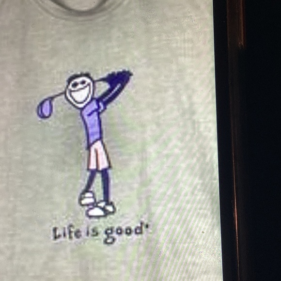 Life Is Good Other - Life Is Good Gray Tee with Blue and Pink Graphic